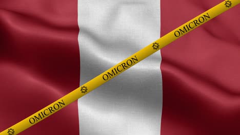 omicron variant and ban strip on peru flag - flag of peru