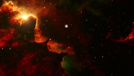 las nubes de nebulosas rojas residen en el universo repleto de estrellas