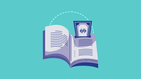 bills money with book animation