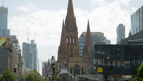 st paul's cathedral, melbourne australia. pan up shot.