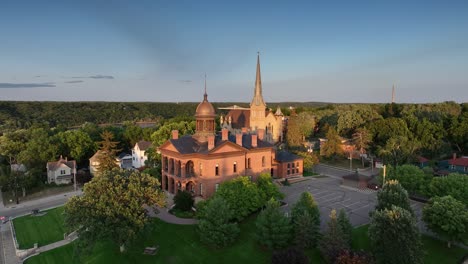 Sunset-aerial-over-Historic-Courthouse-and-St