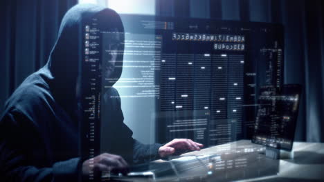 futuristic cyber hacker operating under the guise of anonymous, employs advanced algorithms to infiltrate cybersecurity systems and exploit vulnerabilities in password security