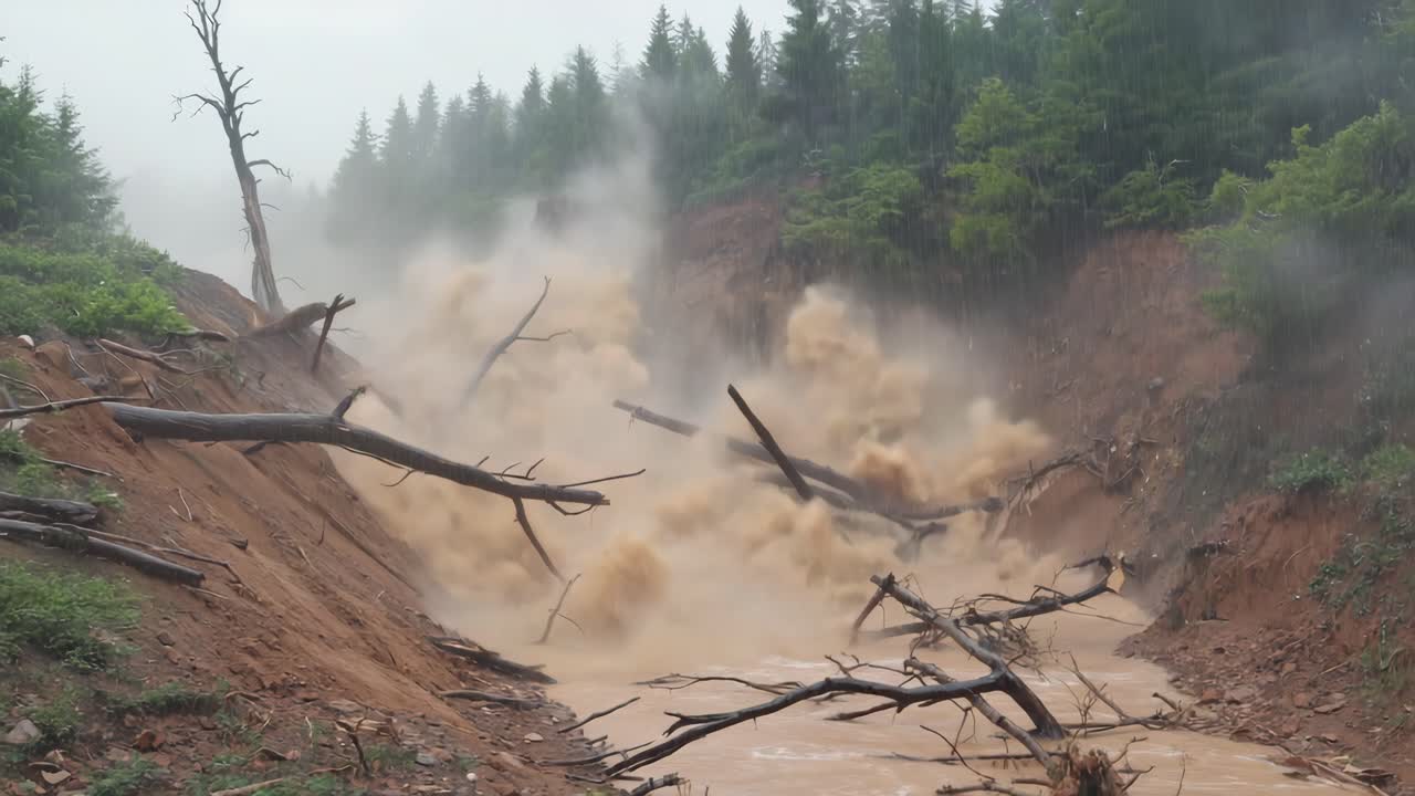 Devastating Mudslide in a Forested Area