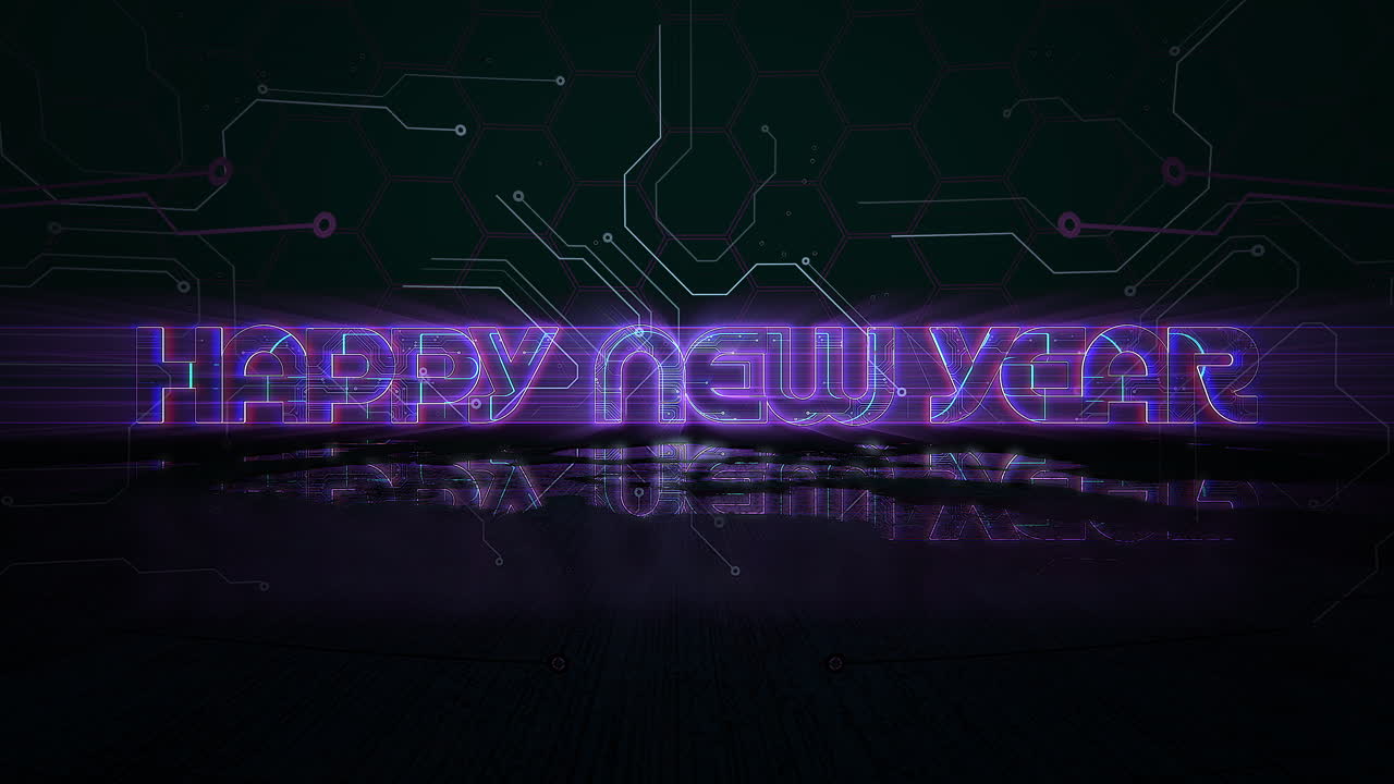 Happy New Year with cyberpunk pattern