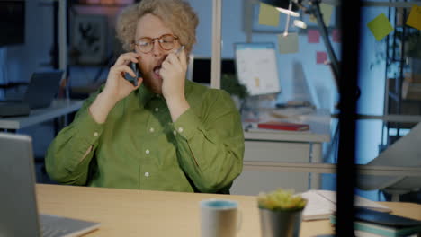 man working late at office