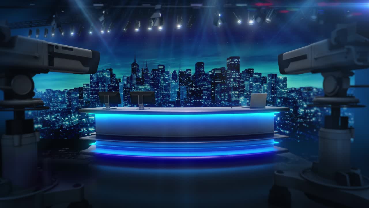 tv 방송 뉴스 가상 스튜디오 세트 - 배경 루프 4k