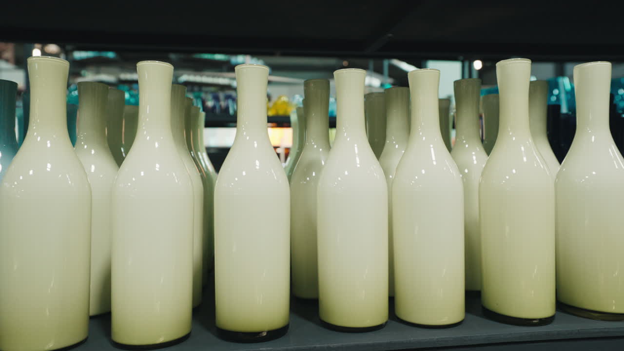 Row of Decorative Glass Vases