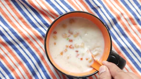 creamy vegetable soup in a bowl