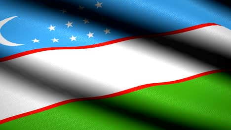 bandera de uzbekistán agitando fondo textil con textura. animación de bucle sin costuras. pantalla completa. movimiento lento. video en 4k