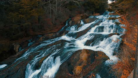 aerial view of the waterfall in the forest