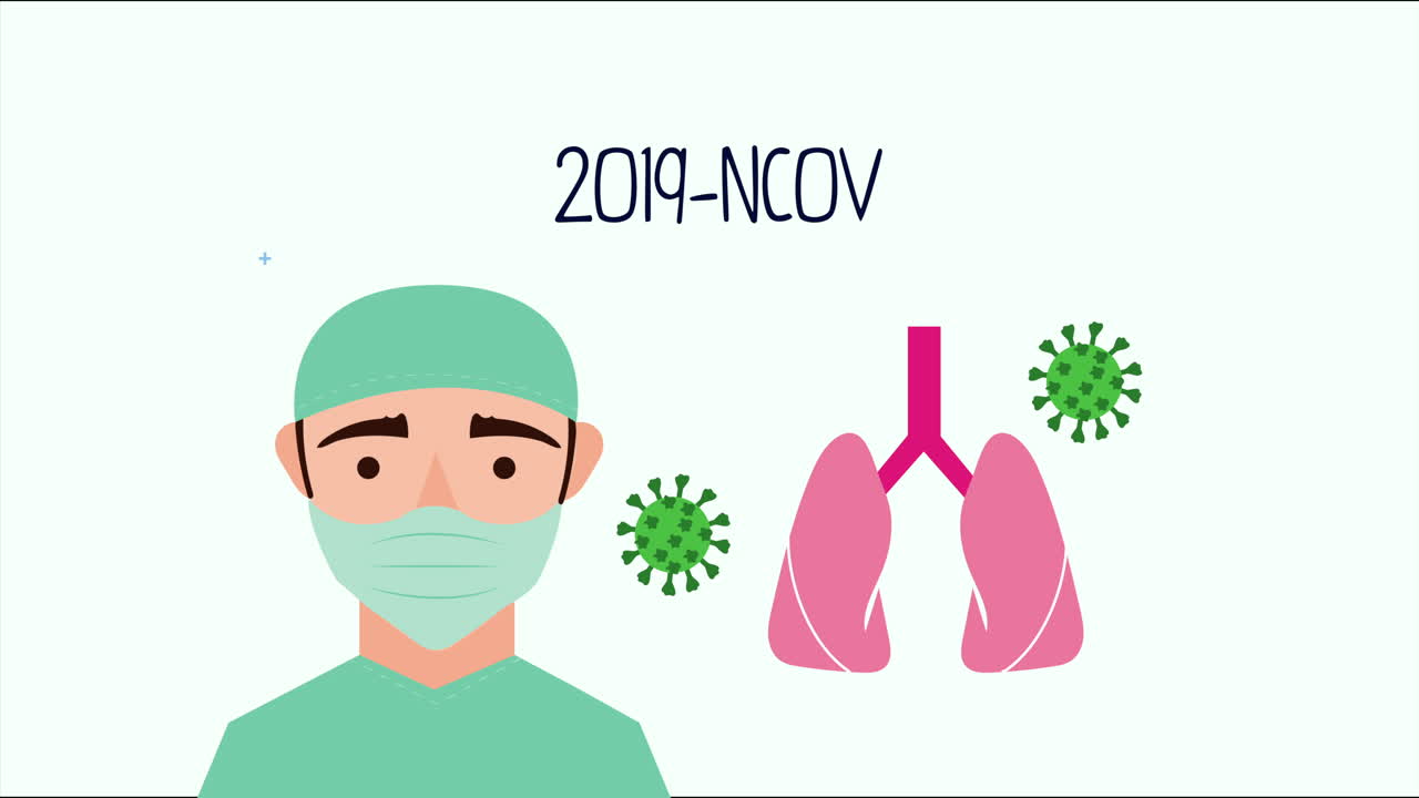 cirujano con pulmones y partículas de covid-19