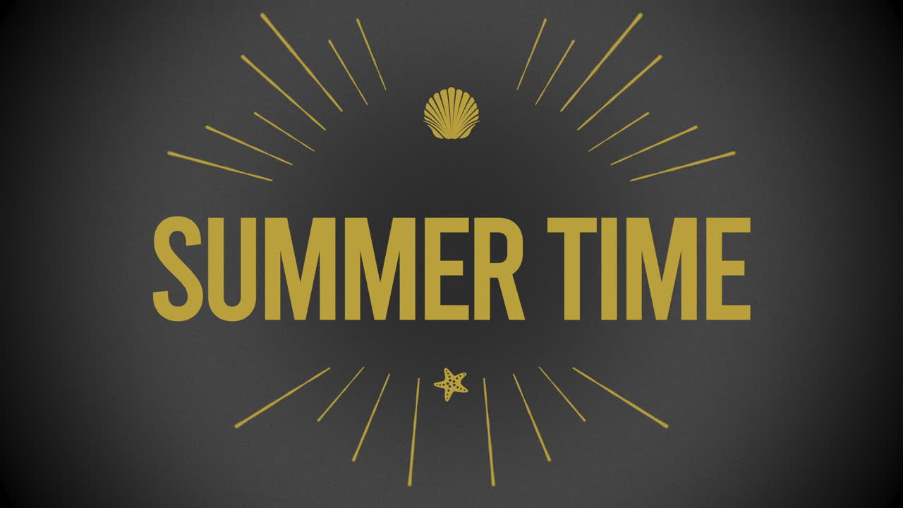 바다 동물과 태양 광선이 있는 여름 시간