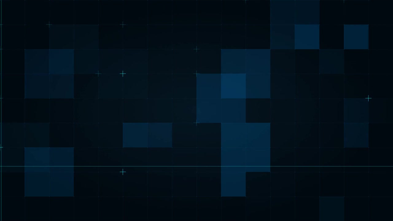 Abstract Digital Background with Moving Blue Squares and Grid Lines
