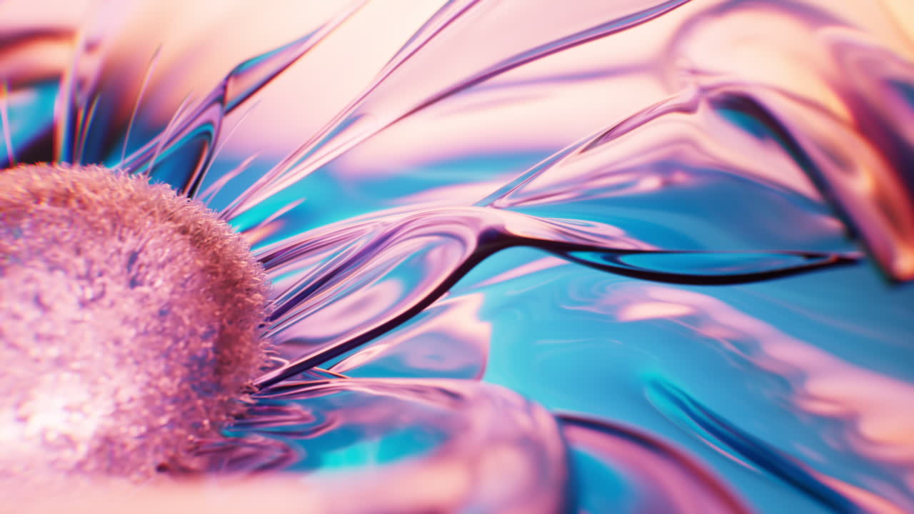 Fiore trasparente con petali a onda morbida, rendering 3D
