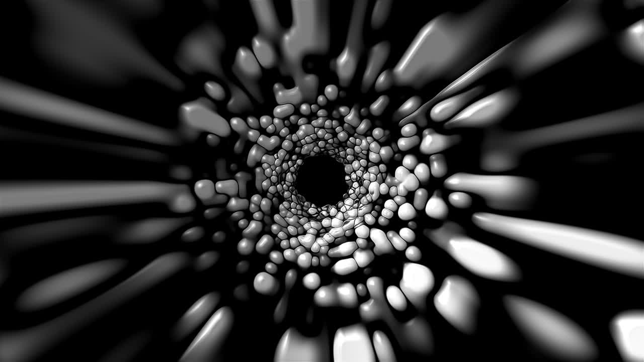 túnel de burbujas giratorias, generado por computadora. renderización 3d de fondo futurista. efecto de división de las burbujas