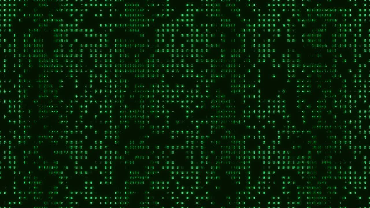 Futuristic Green Matrix Glitch: Digital Patterns with Hi-Tech Binary Code