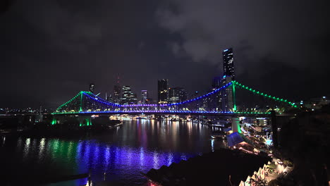 famous story bridge illuminated at night, brisbane, australia
