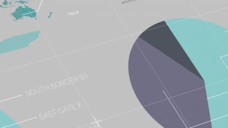 animación del procesamiento de datos estadísticos a través de la red de red contra un fondo gris