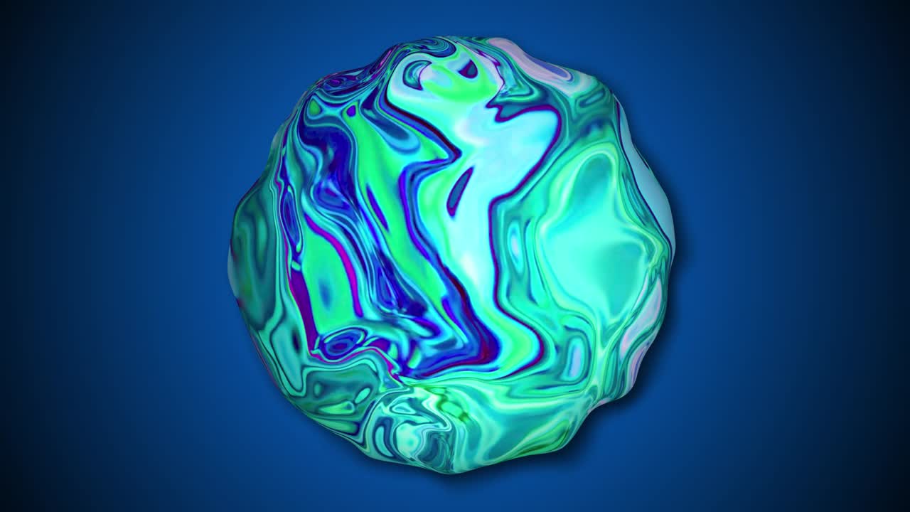 esfera distorsionada colorida líquida. esfera abstracta en fondo de gradiente.