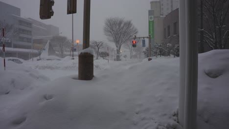 日本北部大暴风雪后,街道上下雪