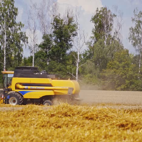 harvester cutting wheat