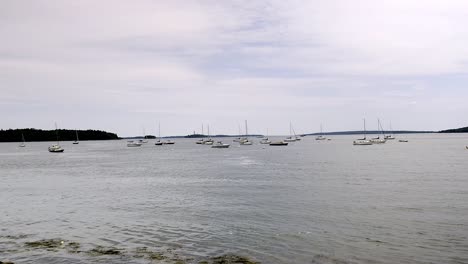 Portland, Maine boats floting at moorings in Casco Bay