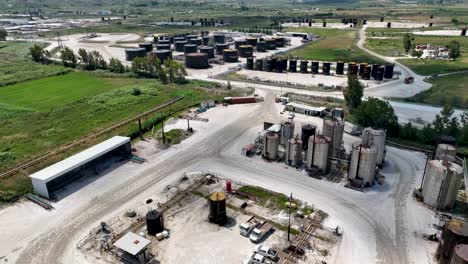 industrial factory with oil tanks and refinery loaded with diesel