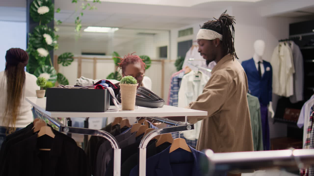 el hombre recibe consejos de venta del trabajador