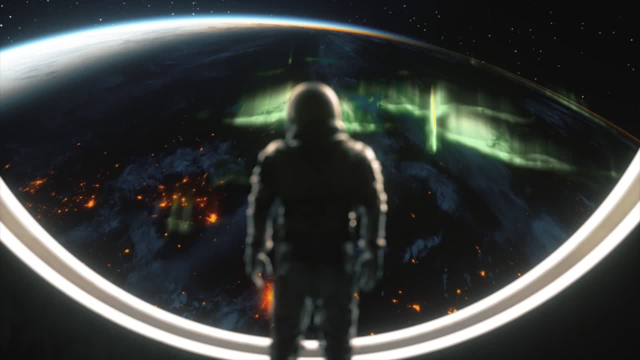 Astronaut se dívá na Zemi z vesmíru