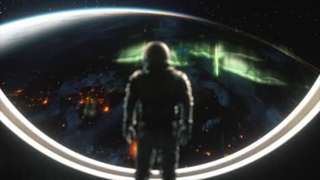 astronaut looking at earth from space