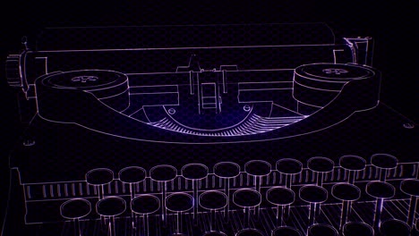 hologram of retro typewriter in the dark