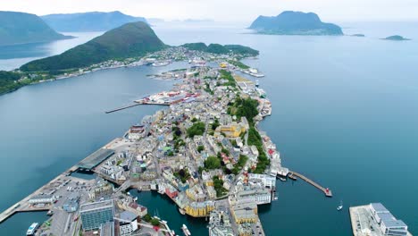 city of alesund norway aerial footage