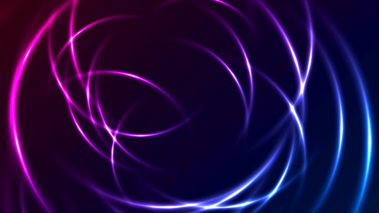 círculos de neón azul púrpura brillantes animación de video