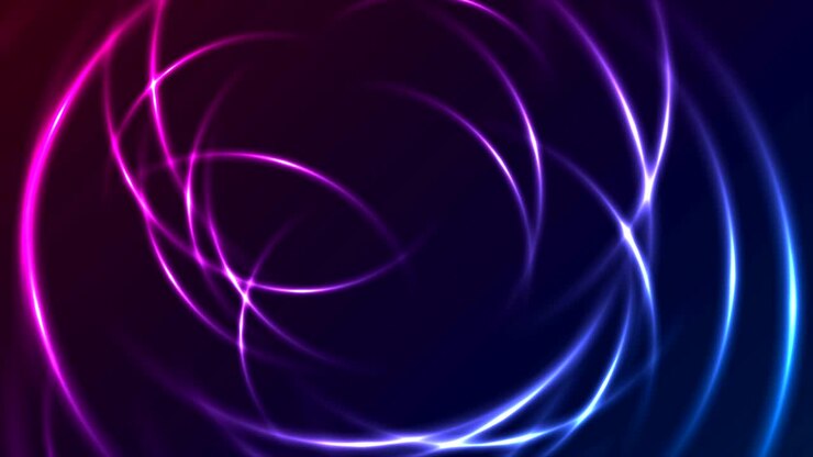 Animazione video di cerchi al neon luminosi blu viola