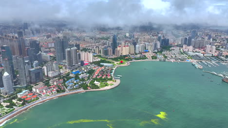 aerial photography of the chinese city of qingdao