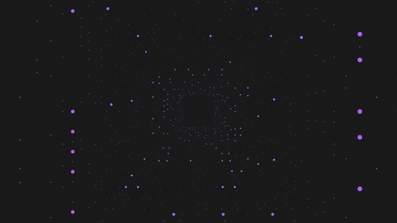 patrón de puntos púrpuras en fondo negro que crea círculos aleatorios