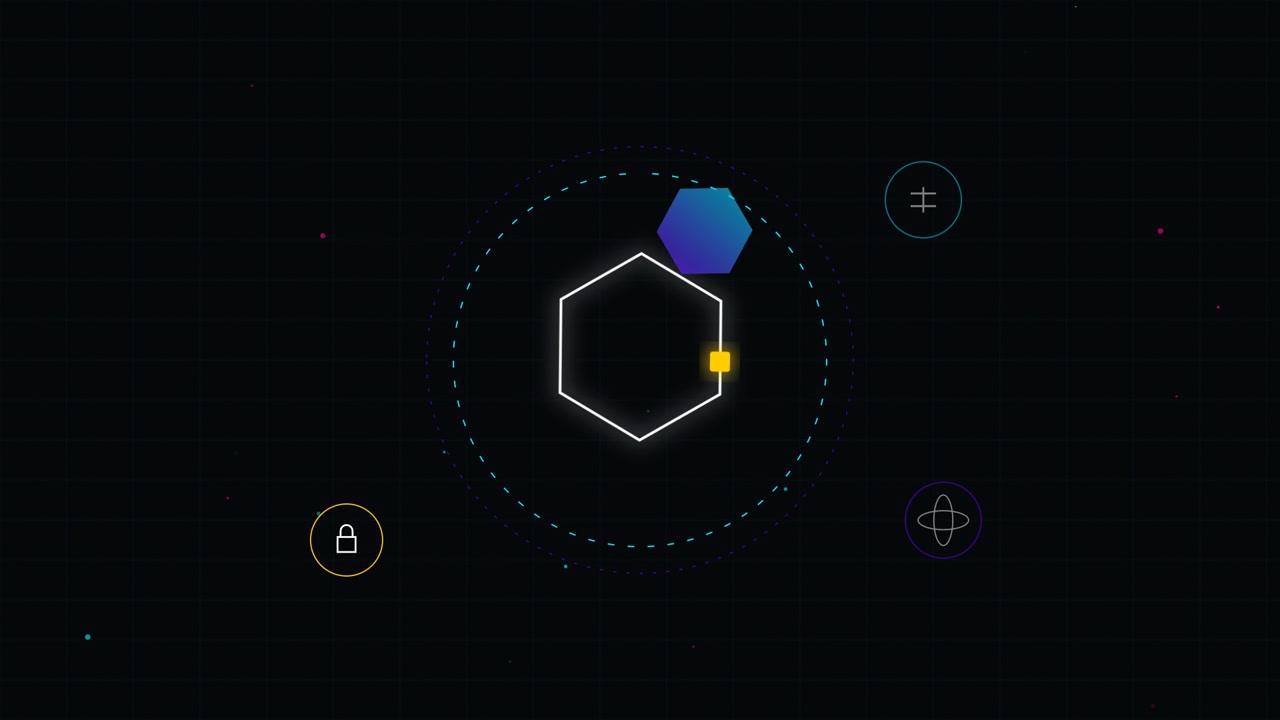Abstract Digital Hexagon Animation with Rotating Elements