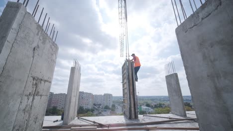 building construction on monolithic technology. construction of the building. concrete frame of the building.