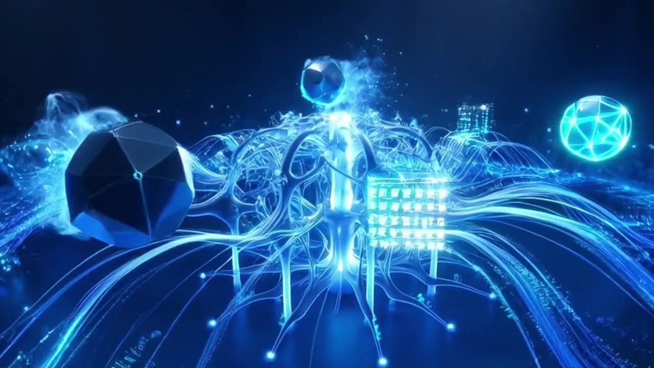 Abstract Digital Neural Network with Floating Geometric Spheres