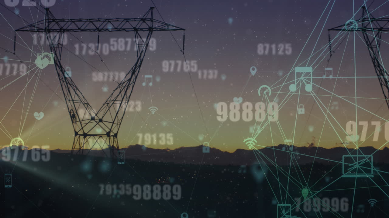 파일론 위의 아이콘으로 데이터 처리의 애니메이션