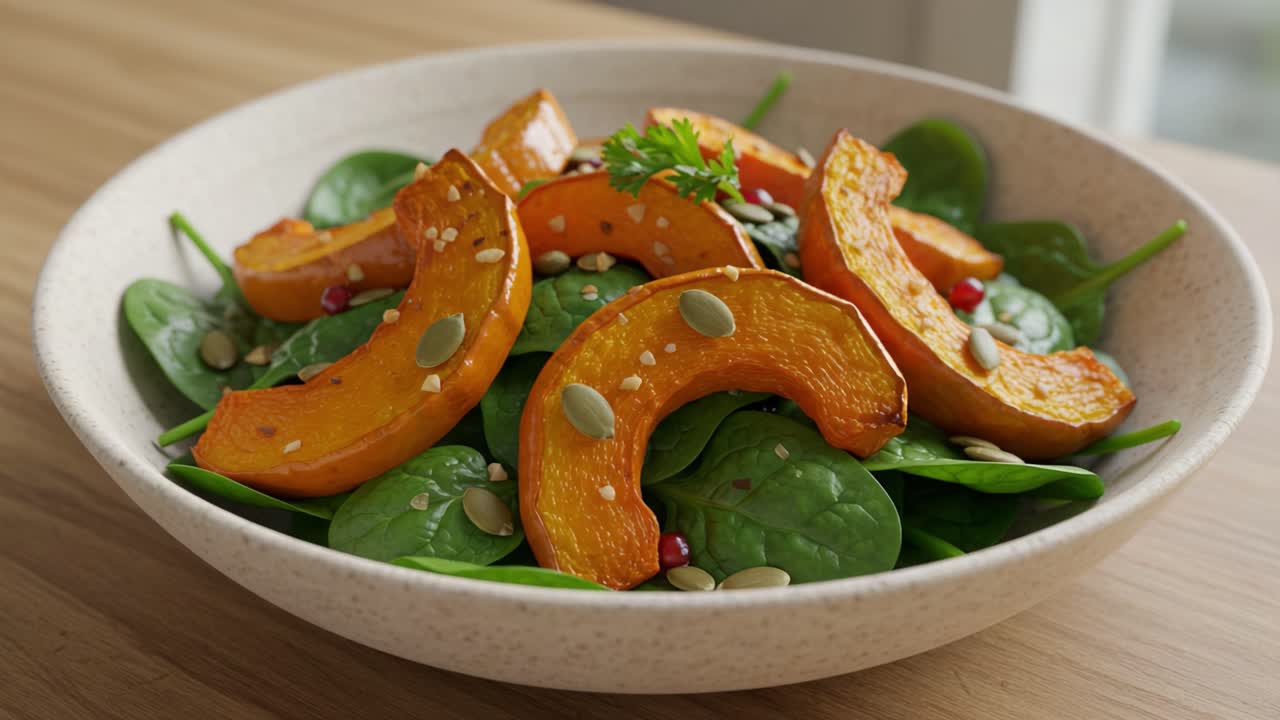 Roasted Pumpkin and Spinach Salad