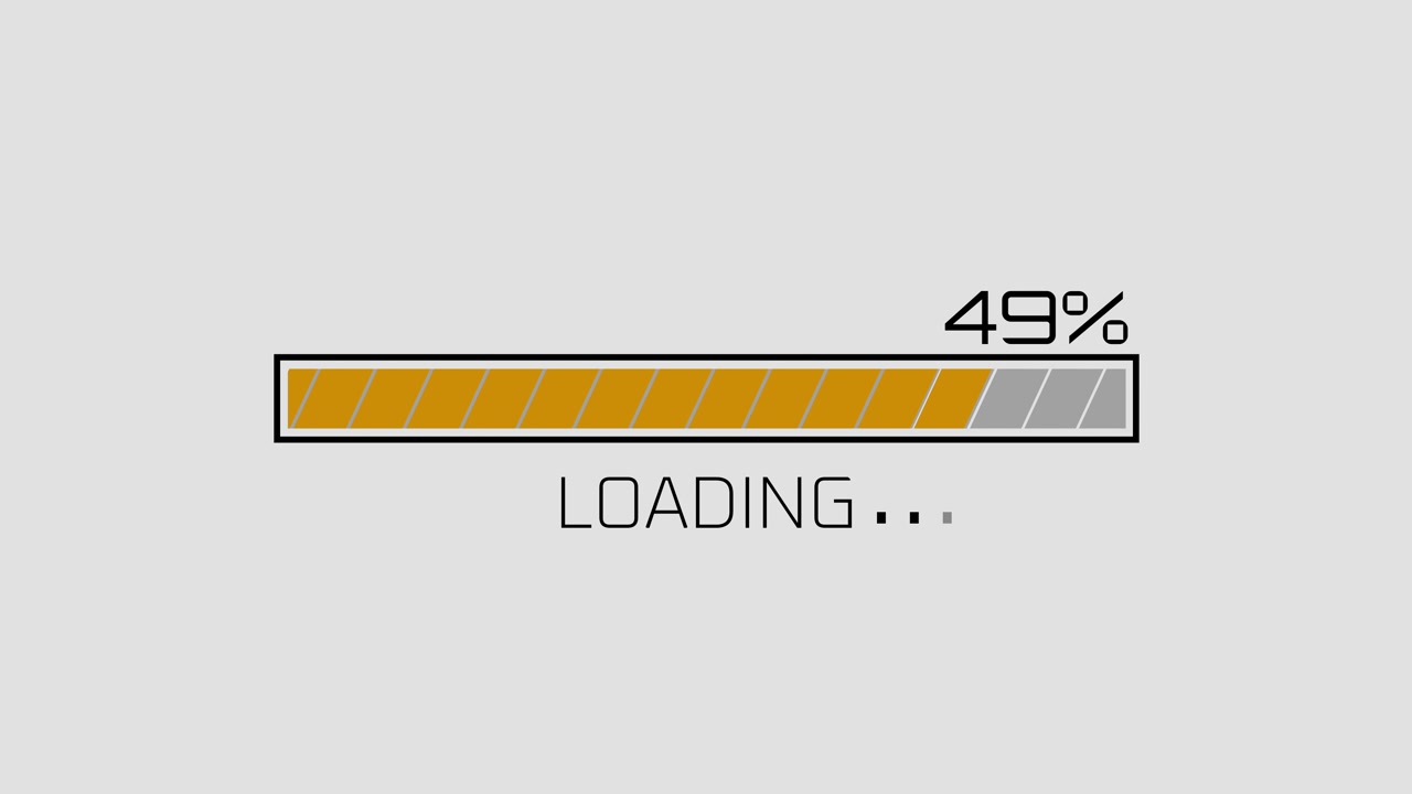Animated Loading Bar with Percentage Progress on Grey Background