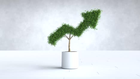 the tree grows shaped like graph, business and financial concept