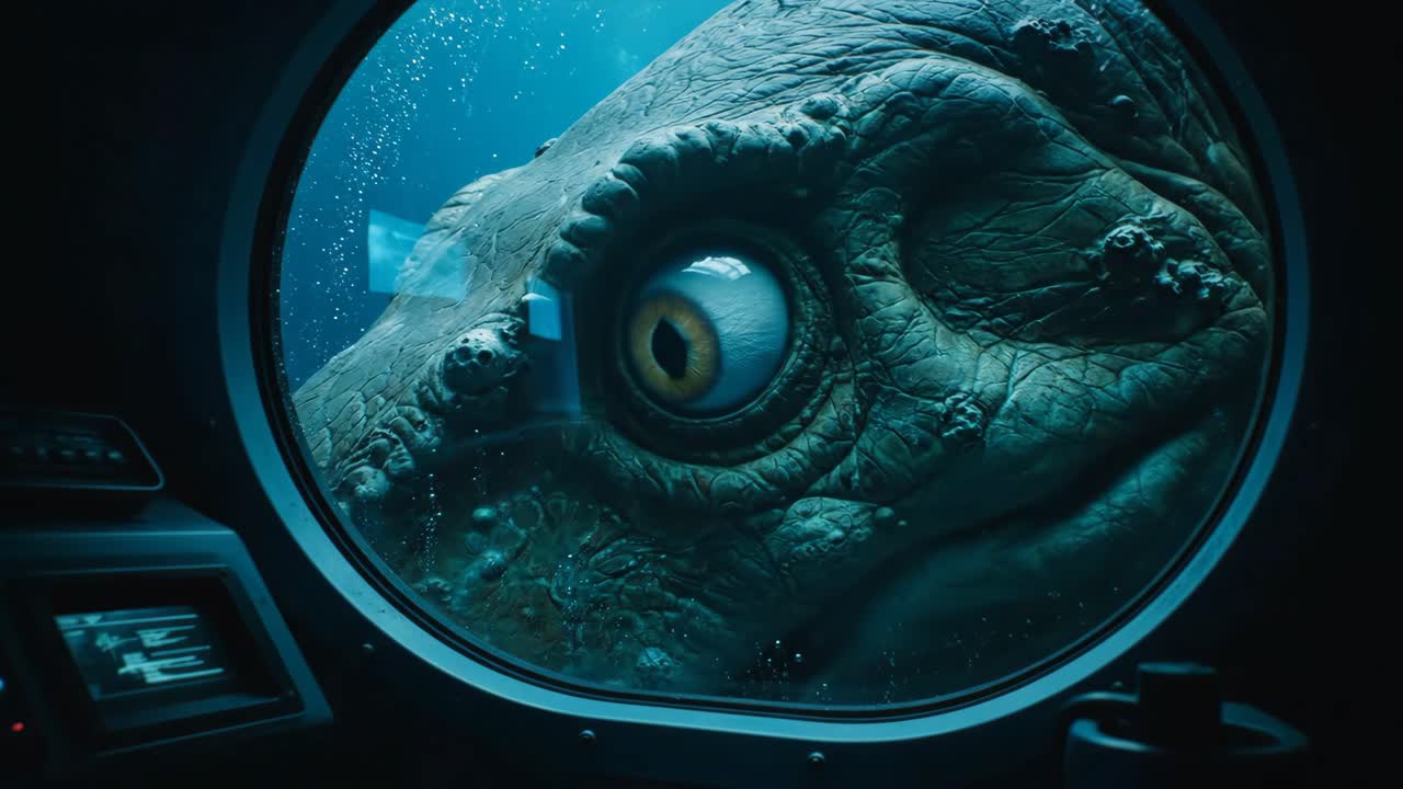 Dinosaur Encounter Through a Submarine Window