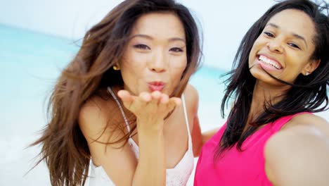 portrait of african american asian chinese girls outdoor