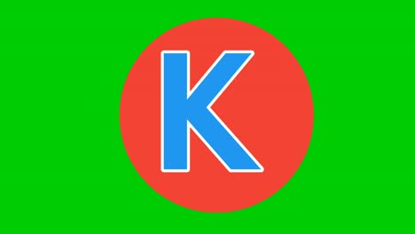 alphabet k capital letter animation motion graphics on green screen