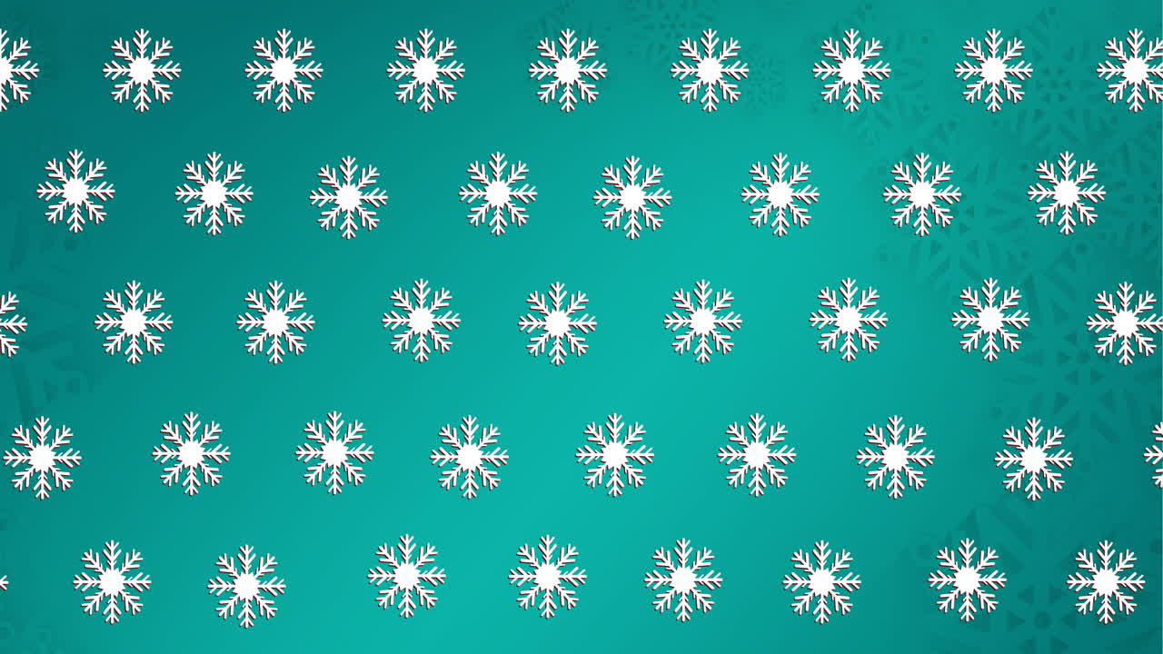 Animation of snowflakes falling on green background