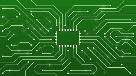 electronic circuit on green board (seamless loop)