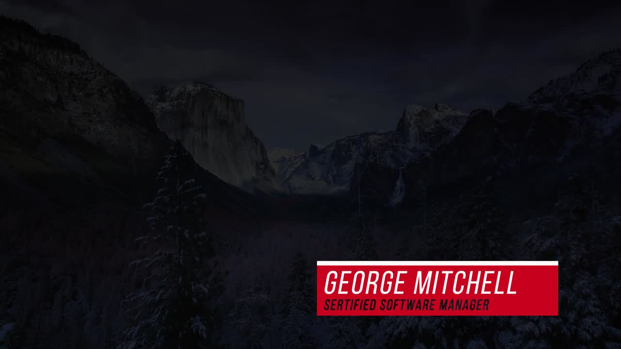 Snowy Mountain Valley Landscape with Text Overlay