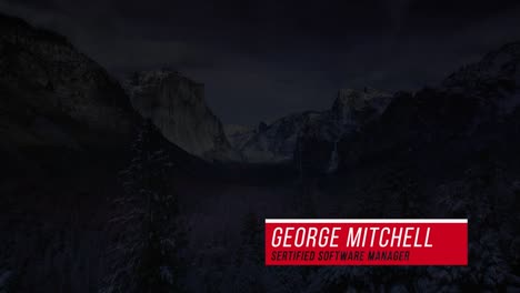 snowy mountain valley landscape with text overlay